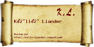 Kálló Liander névjegykártya